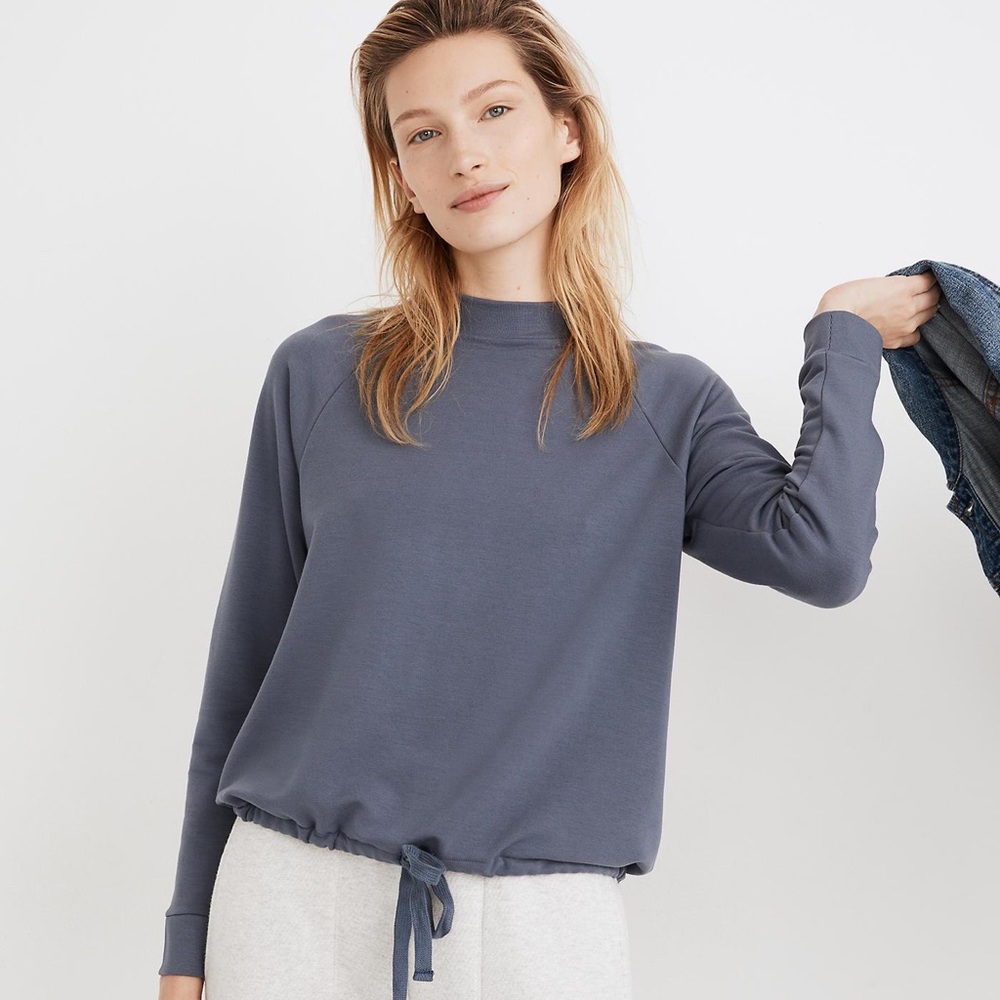 Madewell MWL Mockneck Drawstring Sweatshirt Blue